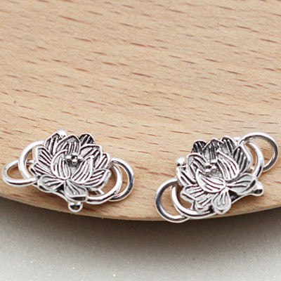 Combo 2 cái charm bạc móc khóa hình hoa sen kết vòng tay, dây chuỗi - Ngọc Quý Gemstones
