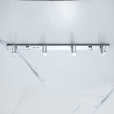 Móc treo quần áo tiện lợi 4 móc chất liệu đồng mạ crom Y-6302-4 mặt gương sáng bóng Hiwin kích thước 250x28x28