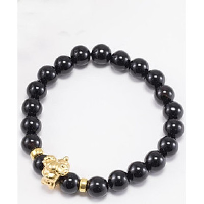 Vòng Tay Đá Thiên Thạch Charm Tuổi Mùi Bạc Mạ Vàng 24K Ngọc Quý Gemstones