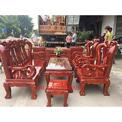 Bộ ghế quốc đào gỗ sà cừ tay 12