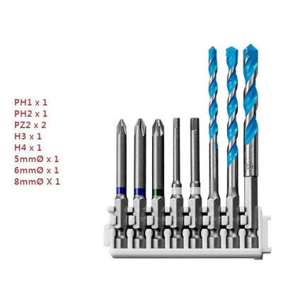 ĐẦU VẶN VÍT EXTRA HARD 65MM (5 MÓN) VÀ BỘ 3 MŨI KHOAN MULTI-CONSTRUCTION BOSCH 2608522420 - HÀNG CHÍNH HÃNG