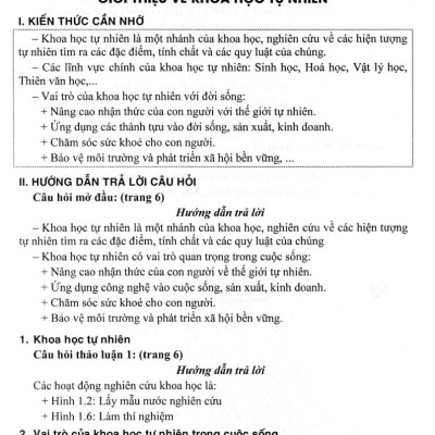 Hướng Dẫn Trả Lời Câu Hỏi Và Bài Tập Khoa Học Tự Nhiên 6 (Dùng Kèm SGK Chân Trời Sáng Tạo) (HA)