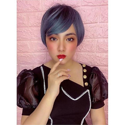 tóc giả tomboyfreeshiptóc giả xanh nhuộm chân+tặng lưới chùm tóc