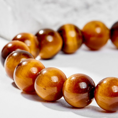 Vòng Tay Phong Thủy Đá Mắt Hổ Vàng Nâu Phối Charm Tuổi Mão Bạc Mạ Vàng 24K (8mm) Mệnh Thổ, Kim Ngọc Quý Gemstones