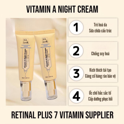 Kem đêm retinal 1.0 Kr.lab Vitamin A night cream Retinal plus 7 vitamin supplier hạn dùng 2026