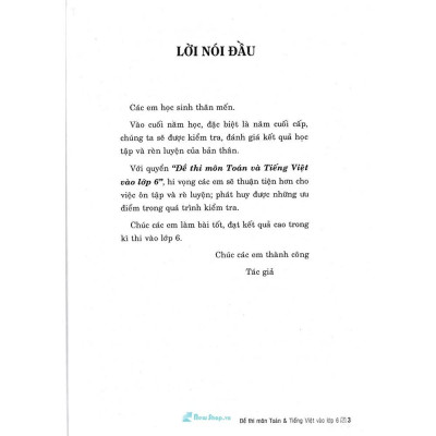 Đề Thi Môn Toán Và Tiếng Việt Vào Lớp 6 (HA-MK)