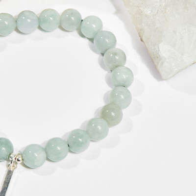 Vòng tay phong thủy nữ đá cẩm thạch phỉ thúy charm hoa 8mm mệnh hỏa , mộc - Ngọc Quý Gemstones