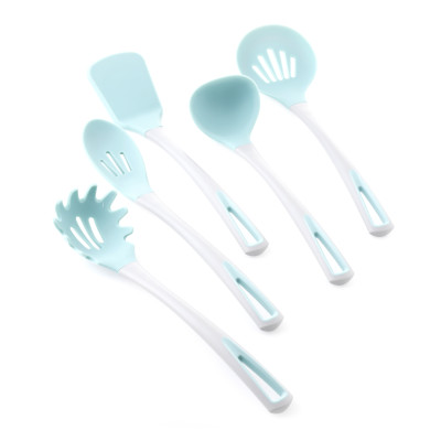 Bộ dụng cụ 5 món silicon SUNRISE (xẻng chiên, xào, vá múc canh, vá dài, phết) - Xanh