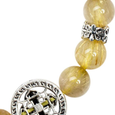 Vòng Tay Thạch Anh Tóc Vàng 8mm Charm Bạc 925 Ngọc Quý Gemstones VT141