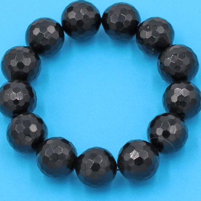 Chuỗi đeo tay - thạch anh đen cắt giác 16 ly 13 hạt - hợp mệnh Thủy, mệnh Mộc