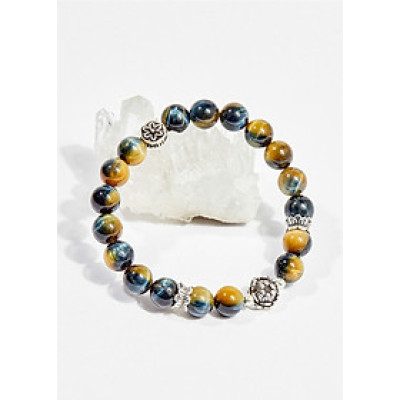 Vòng tay phong thủy nữ đá mắt ưng charm hoa sen 8mm mệnh thủy , mộc - Ngọc Quý Gemstones