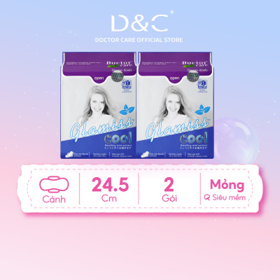 Combo 2 Băng vệ sinh thảo dược Glamiss Cool ban ngày 24cm siêu mát siêu khô thoáng