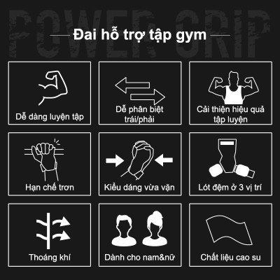 Lysin - đai hỗ trợ bảo vệ cổ tay, lòng bàn tay chất liệu cao su thoáng khí chống trượt tập gym chuyên nghiệp găng tay tập gym dây kéo lưng lifting straps năng tạ kéo xà deadlift tập gym