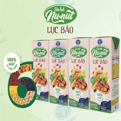Thùng sữa nước Nunut 6 loại hạt Ngọc Lục Bảo ít đường giúp giải toả mệt mỏi bổ sung dinh dưỡng (48 hộp x 180m)