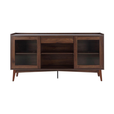 Tủ kệ trưng bày loại thấp BÌNH LONG chất liệu gỗ màu tự nhiên, 2 cánh kính