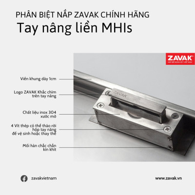 [BẢO HÀNH 2 NĂM] Nắp bể nước ngầm Zavak MHI-70 dùng trong nhà, KT70x70cm, lát gạch dày 1.2cm, chịu tải xe máy, inox 304