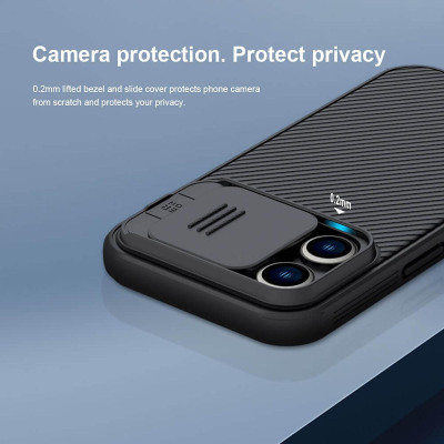 Ốp lưng chống sốc cho Iphone 14 Pro , 14 Pro Max bảo vệ Camera hiệu Nillkin Camshield Pro chống sốc cực tốt, chất liệu cao cấp, có khung & nắp đậy bảo vệ Camera - Hàng chính hãng