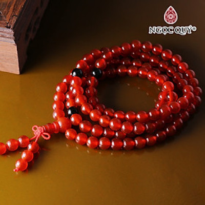 Vòng chuỗi 108 hạt đá mã não đỏ mệnh hỏa, thổ - Ngọc Quý Gemstones