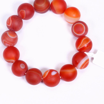 Vòng tay phong thủy đá mã não đỏ nhám mệnh hỏa, thổ - Ngọc Quý Gemstones