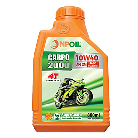 Dầu nhớt xe máy CARPO 2000 (Synthetic Oil) - API SM - JASO MA2/MB - 10W40 - 0.8L/1L (Xe số và Xe tay ga)