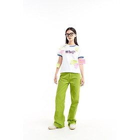 DOTTIE - Quần jeans dài ống rộng nữ xanh mạ Q0282