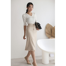 De Leah - Áo Body Cổ V - Trắng
