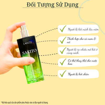 COMBO 10 Lọ Xịt Khử Mùi SAKITO LANCEJ 50ml, Sạch Vùng Nách, Ngăn Tiết Mồ Hôi, Không Ố Vàng Áo