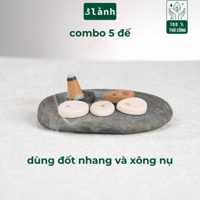 Bộ 5 Đế Cắm Nhang Trầm Hương Nhang Thủ Công Bằng Gốm Đất Sét Thủ Công Khe Nhang 3mm