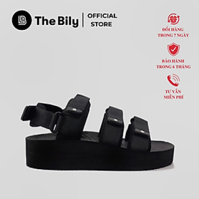 Giày Sandal Nữ The Bily 04W 3 Quai Ngang - Màu Đen BL04WD 