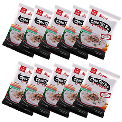 Combo 10 gói cháo thịt bò Asuzac (36 g x 10 gói)