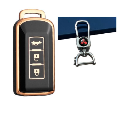 Móc khóa kèm ốp bảo vệ chìa khóa xe Mitsubishi Xpander, Outlander, Attrage, Mirage, Pajero nhựa mềm TPU tráng gương