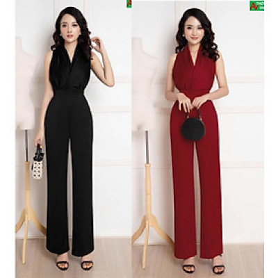 Jumpsuit cổ V Hè sang trọng - nhiều size, form dáng chuẩn thích hợp mặc đi tiệc, dạo phố