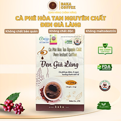 Cà Phê Hòa Tan Nguyên Chất ĐEN GIÀ LÀNG - Hộp