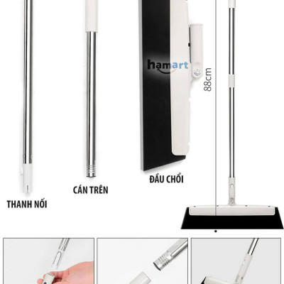 Chổi Gạt Nước Sàn Nhà Lau Kính Cán Dài Đa Năng Hamart Xoay 180º Quét Gầm Giường Gạt Tóc Tiện Lợi