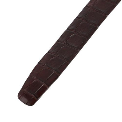 Dây nịt nam da cá sấu Huy Hoàng nguyên con bản lớn bát gài đầu kim màu nâu đất HC4266