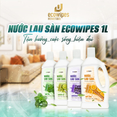 Thùng 4 Chai Nước lau sàn EcoWipes chai 1 Lít Hương tự nhiên thơm mát bảo vệ khỏi côn trùng