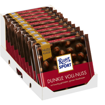 Combo 6 thanh Chocolate Ritter Sport Dunkle Voll-Nuss vị Dark Choco nhân Hạt dẻ 100gr