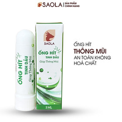 Ống hít tinh dầu thiên nhiên SAOLA - Ống Hít Thảo Dược Huế, Giảm Nghẹt Mũi, Nhức Đầu, Say Tàu Xe - Hàng Chính Hãng