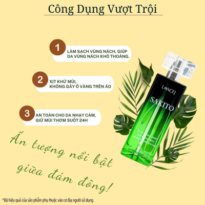 COMBO 5 Lọ Xịt Khử Mùi SAKITO LANCEJ 50ml, Sạch Vùng Nách, Ngăn Tiết Mồ Hôi, Không Ố Vàng Áo