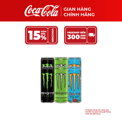 Hộp 6 Lon Nước Tăng Lực Giải Khát Monster Mix 3 vị Monster Energy, Monster Ultra Paradise, Monster Mango Loco 355ml/Lon  Coca-Cola Official Store_TK