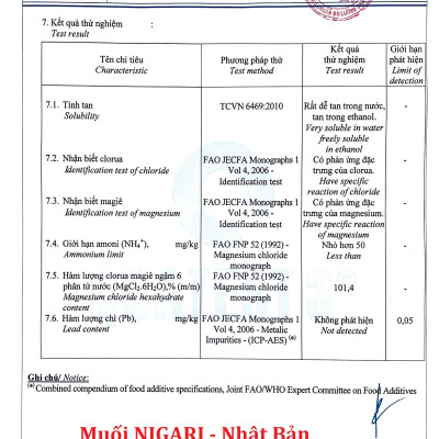 20kg Muối Nigari Nhật Bản tạo đông đậu hũ đậu phụ (Made in Japan)