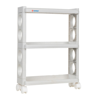 Kệ Đa Năng Lắp Ráp 3 Tầng Có Bánh Xe Chất Liệu Nhựa PP Nguyên Sinh An Toàn Chuẩn Nhật , EU Siêu Bền , Cứng Cáp - Hàng Việt Nam