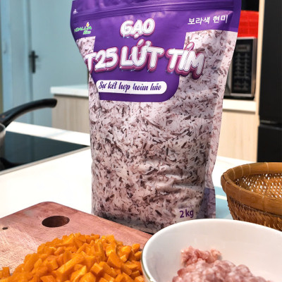 Gạo ST25 Lứt Tím túi 2kg - Dẻo mềm, thơm đặc trưng, giàu dinh dưỡng