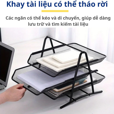 Khay Tài Liệu 3 Ngăn Để Bàn Khay Đựng Hồ Sơ Giấy Tờ Văn Phòng Học Sinh Bằng Kim Loại Có Thể Tháo Rời