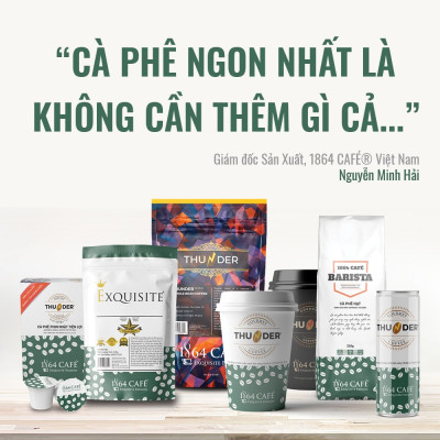 Cà Phê Rang Xay Thunder No.3 Gu Việt Pha Phin/Pha Máy – 1864 CAFÉ trọng lượng tịnh 220g
