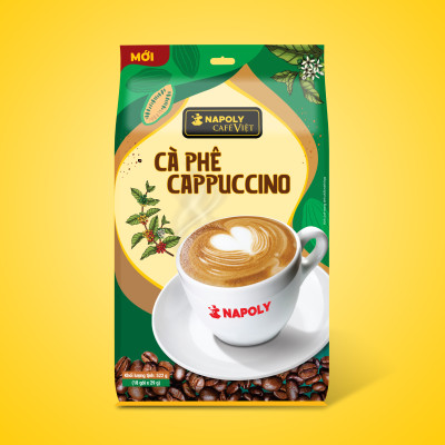 Cà Phê CAPPUCCINO Napoly Coffee Arabica/Robusta Hòa Tan Giữ Hương Vị Cà Phê, Đậm Đà, Thơm Béo Của Sữa