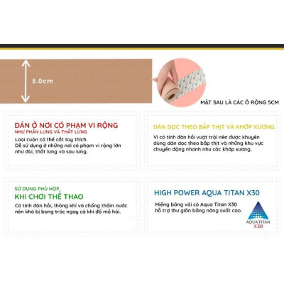 Băng dán cơ giảm đau Phiten titanium tape roll PU710129