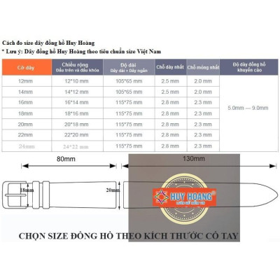 HC8106 - Dây đồng hồ da bò size 12, 14 màu cam