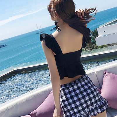 Bikini 2 mảnh, đồ bơi nữ chất bơi lycra lạnh cao cấp, dáng áo croptop bèo, quần váy cách điệu nữ tính, sẵn gọng đệm | KT014nu