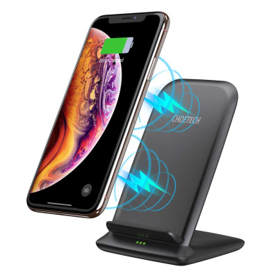 Đế sạc nhanh không dây Qi kiêm giá đỡ cho điện thoại hiệu CHOETECH HPK-T555 trang bị Công suất 10W, thiết kế nhỏ gọn, chuẩn sạc MFI cho Apple - Hàng chính hãng